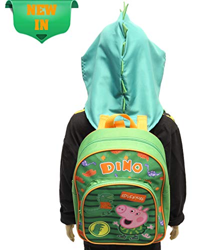 Mochila De Peppa Pig | Accesorio Escolar George Peppa Pig | Mochila con Capucha De Dinosaurio Desmontable para Niños