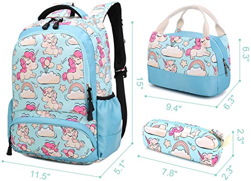 Mochila Infantil para Niños Impermeable Mochila Escolar para Adolescente Pequeñas Mochilas Bolso para Chicas para La Escuela,Viajes,Intemperie Juego de 3 - Azul