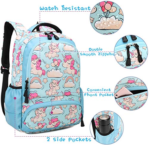 Mochila Infantil para Niños Impermeable Mochila Escolar para Adolescente Pequeñas Mochilas Bolso para Chicas para La Escuela,Viajes,Intemperie Juego de 3 - Azul