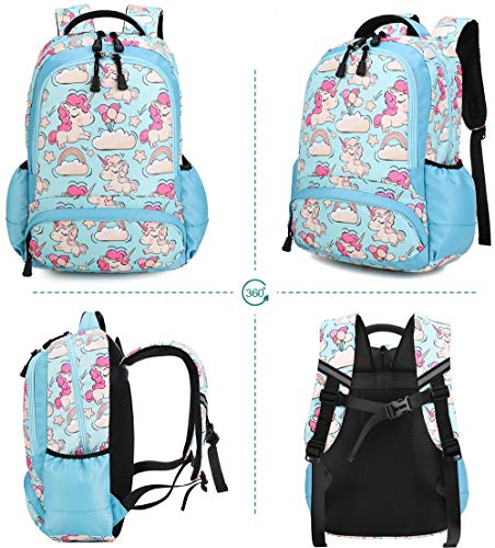 Mochila Infantil para Niños Impermeable Mochila Escolar para Adolescente Pequeñas Mochilas Bolso para Chicas para La Escuela,Viajes,Intemperie Juego de 3 - Azul