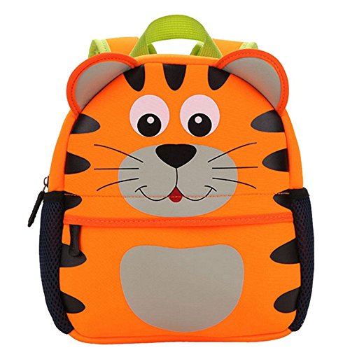 Mochila Infantil para Niños Primaria Pequeña Guardería Mochila Preescolar para Niños de 2-5 Años Dibujo de Animal Lindo (Tigre, 21 * 8 * 26CM)