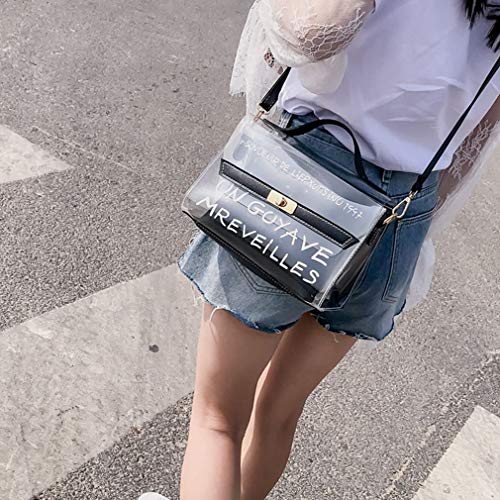 Moda popular transparente bolso de PVC estilo simple bolso de hombro bolso bandolera bolso mujer bolsos elegantes para aperitivos para fiestas viajes negro