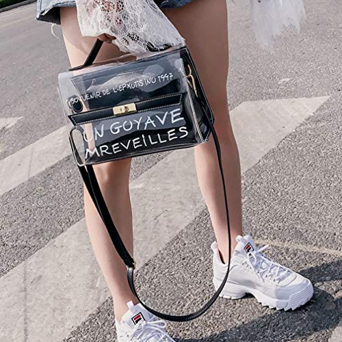 Moda popular transparente bolso de PVC estilo simple bolso de hombro bolso bandolera bolso mujer bolsos elegantes para aperitivos para fiestas viajes negro