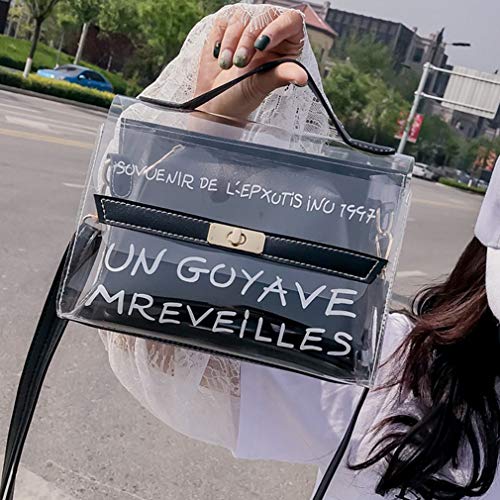 Moda popular transparente bolso de PVC estilo simple bolso de hombro bolso bandolera bolso mujer bolsos elegantes para aperitivos para fiestas viajes negro