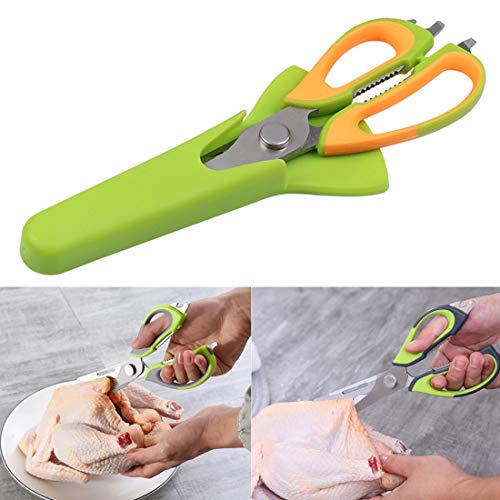 Moda Simple Herramienta de Cook Cortador de 220 * 75 mm Multifuncional Aves de Cocina Chicken Bone Tijera con el Caso Shear Pescado Pato Cut Durable (Color : Kitchen Shears)