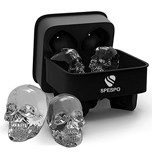 Mode para cubitos de hielo con diseño de calaveras en 3D, bandeja de silicona de color negro para el congelador, para copas de Gin, Whiskys, cócteles o licores negro