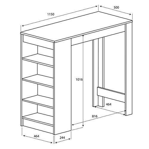 Modern Loft Mesa Ramsay, 115 x 50 x 102,7 cm, Blanco