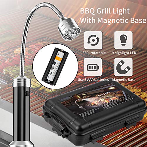 MojiDecor Luz de Parrilla, 2 Unidades MagnéTico 360 Grado Ajustable Llevó LáMpara de Luz con LED para Exteriores, Barbacoa, Accesorio