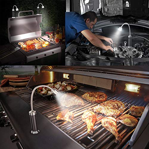 MojiDecor Luz de Parrilla, 2 Unidades MagnéTico 360 Grado Ajustable Llevó LáMpara de Luz con LED para Exteriores, Barbacoa, Accesorio