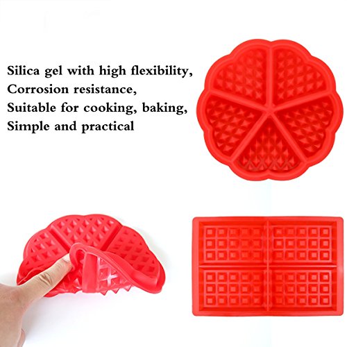 Molde de cuadrícula, msure corazón y forma rectangular belga gofres de silicona antiadherente molde para galletas galleta hornear herramienta de cocina – Set de 2