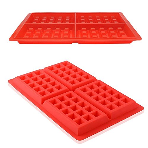 Molde de cuadrícula, msure corazón y forma rectangular belga gofres de silicona antiadherente molde para galletas galleta hornear herramienta de cocina – Set de 2