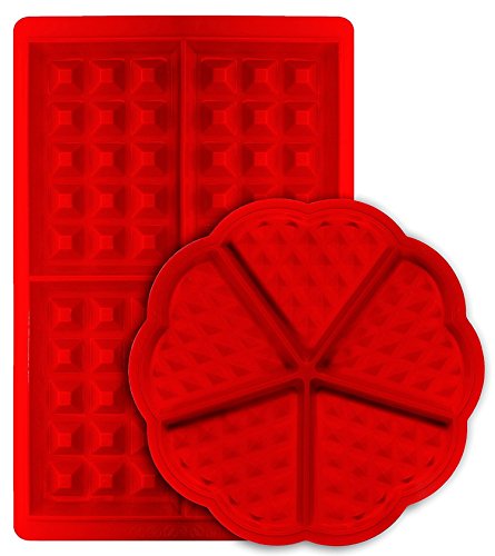 Molde de cuadrícula, msure corazón y forma rectangular belga gofres de silicona antiadherente molde para galletas galleta hornear herramienta de cocina – Set de 2