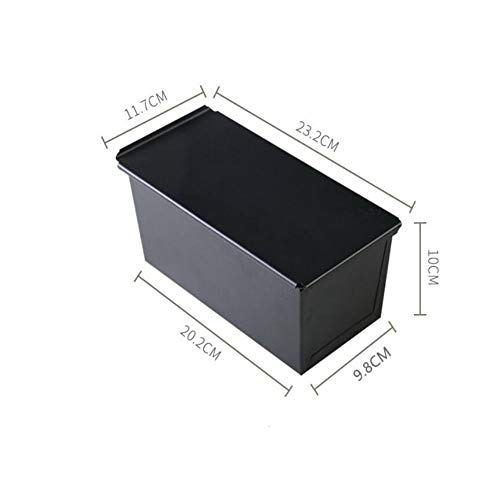 Molde De Pan Acero Al Carbono Antiadherente Rectangular con Tapa Herramienta para Hornear Tostada De Pan Caja Horno Doméstico con Negro 11.1 * 23.2 * 10 CM