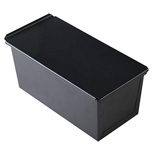 Molde De Pan Acero Al Carbono Antiadherente Rectangular con Tapa Herramienta para Hornear Tostada De Pan Caja Horno Doméstico con Negro 11.1 * 23.2 * 10 CM