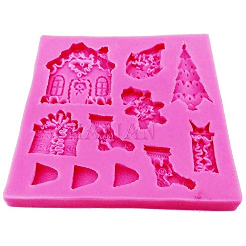 Molde de silicona - Calcetín navideño - Hogar - Pasta de azúcar - Duende - Árbol de Navidad - Idea de regalo original - Caja de regalo - Oso - Uso de alimentos - Dientes - Tartas - Cocina - Fondant