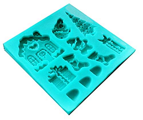 Molde de silicona - Calcetín navideño - Hogar - Pasta de azúcar - Duende - Árbol de Navidad - Idea de regalo original - Caja de regalo - Oso - Uso de alimentos - Dientes - Tartas - Cocina - Fondant