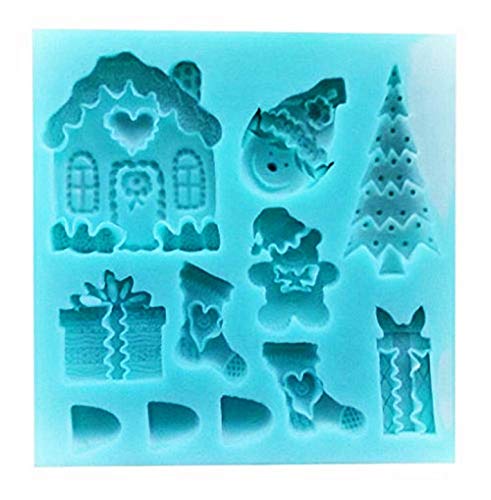 Molde de silicona - Calcetín navideño - Hogar - Pasta de azúcar - Duende - Árbol de Navidad - Idea de regalo original - Caja de regalo - Oso - Uso de alimentos - Dientes - Tartas - Cocina - Fondant