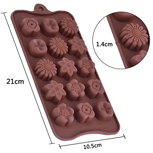 Molde de Silicona de Chocolate en Forma de Flor Molde de Bandeja de Jaleas Helados para Manualidad, Café, 2 Paquetes