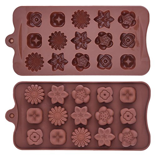 Molde de Silicona de Chocolate en Forma de Flor Molde de Bandeja de Jaleas Helados para Manualidad, Café, 2 Paquetes