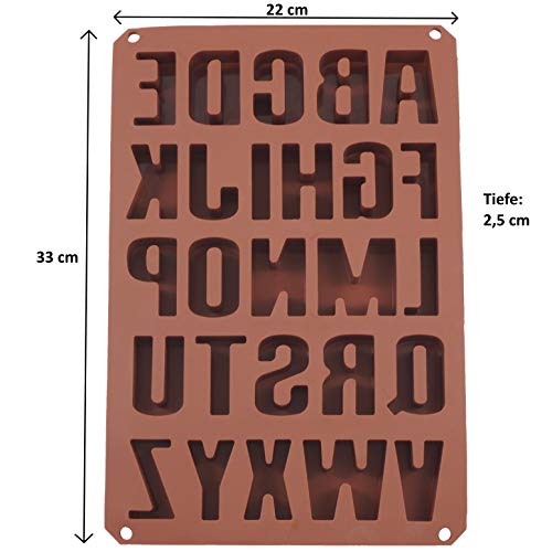 Molde Jabón profesionales 26 letras – Extra Estable de silicona molde color Chocolate Forma 34 * 22.5 * 2.5 cm