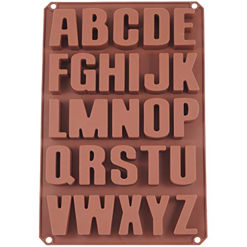 Molde Jabón profesionales 26 letras – Extra Estable de silicona molde color Chocolate Forma 34 * 22.5 * 2.5 cm