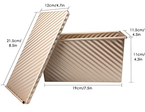 Molde para pan, antiadherente, de acero al carbono, con tapa deslizante, molde para hornear pan, bandeja de liberación rápida con orificios de ventilación para hornear rápidamente (estilo ondulado)