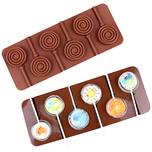 Moldes de Cake Pop de Silicona para Piruletas Haciendo - Forma de Flor e Espiral Molde de Silicone para Lollipop/Chocolate/Caramelo/Hielo - Viene con 100 Palitos de cartón - Moldes Color al Azar