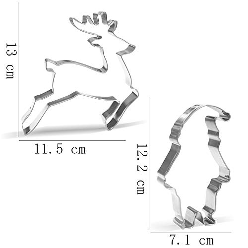 Moldes de Galletas Navidad - 7 Piezas - Papa Noel, Renos, Hombre de Jengibre, Árbol de Navidad, Ángel, Suéter Feo, Sombrero de Invierno - Acero Inoxidable
