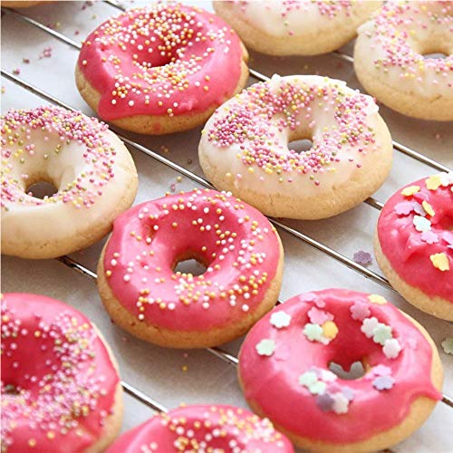 Moldes de silicona con forma de donut, 9 formas de cavita, molde de silicona para donut de 11 x 11 pulgadas para pasteles, magdalenas con cepillo de silicona