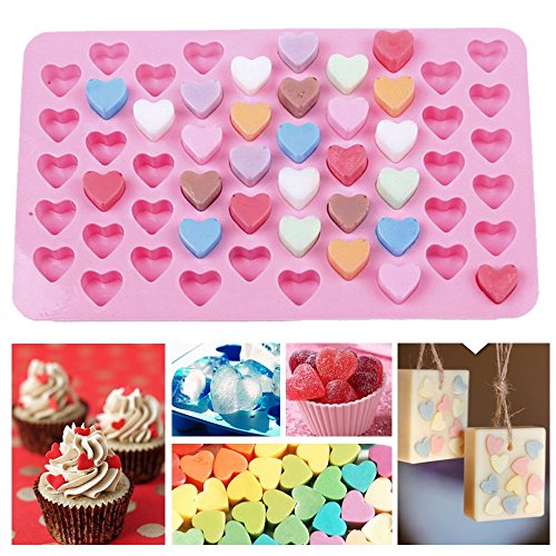 Moldes de silicona para dulces y bandejas para cubitos de hielo, YuCool paquete de 4 moldes de gelatina, moldes de chocolate, osito de goma con 2 goteros de bonificación – Corazón, oso