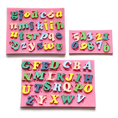 Moldes de silicona para tartas, diseño de letra inglesa en 3D, 3 unidades, color rosa
