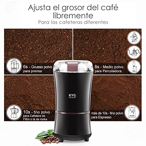 Molinillo Eléctrico de Café Semillas Especias Frutos Secos Molinos de Cuchillas Acero Inoxidable de 300W Potencia Muele Rápido Viene con Cepillo para Limpieza y Cuchara de Medición