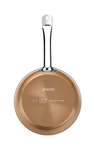 Monix Copper - Sartén 24 cm de aluminio forjado con antiadherente con partículas de titanio, aptas para todo tipo de cocinas, incluso inducción, color cobre