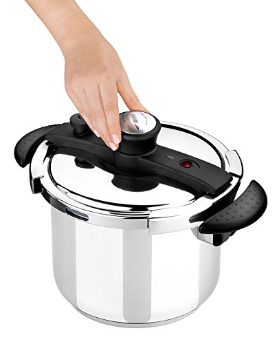 Monix Easy Olla A Presión Rápida de 7,5 litros, 7.5 litros, Acero Inoxidable, Gris y Negro