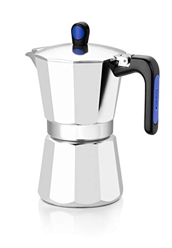 Monix Induction Express - Cafetera italiana inducción, aluminio, capacidad 6 tazas, color plata