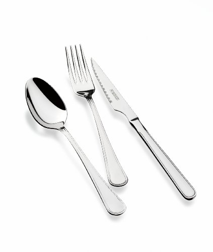 Monix Manila - Set de 24 piezas de acero inox 18/10 con chuletero, color gris (6 comensales)