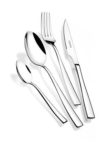 Monix Siena - Set de cubiertos de 24 piezas con cuchillo chuletero, acero inoxidable 18/10, diseño contemporaneo,acabado pulido brillante, espesor 3 mm (6 comensales)