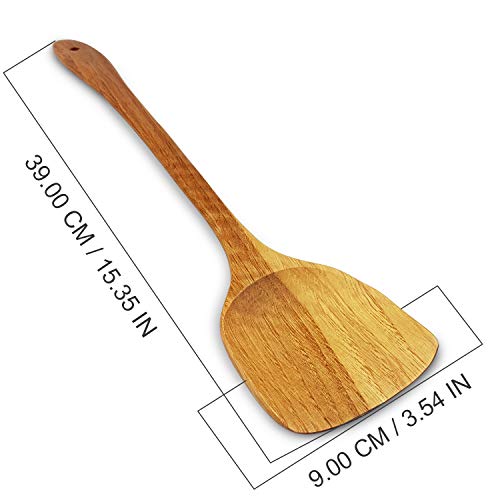 MoonWood - Espátula de madera para cocinar y wok, 39 cm, extra larga, ideal para sartén, utensilios de cocina y wok