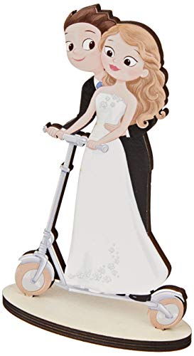 Mopec Figura madera novios patinete eléctrico Pop&Fun 19cm, Blanco, Talla única