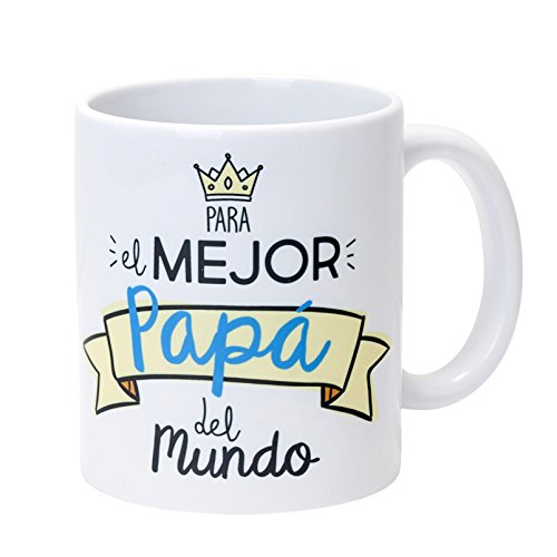 Mopec Taza Cerámica para el Mejor Papá, Porcelana, Blanco, 8.1x8.1x9.5 cm