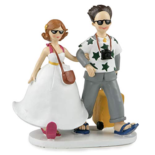 Mopec Y572 - Figura de pastel de boda pareja de novios viajeros, 19 cm