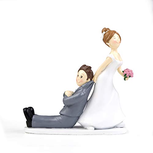 Mopec Y967 - Figura de pastel de boda novios sí o sí tirando de la chaqueta, 19 cm