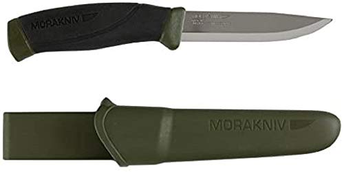 Mora FT10128 Cuchillo a Lama Fissa, Hoja de acero inoxidable, Mango de goma, Color Verde