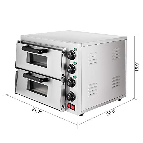 Moracle Horno de Pizza Eléctrico de 3KW Horno para Pizza con Cajón de Pizza Acero Inoxidable 350 ℃ Mini Horno de Sobremesa Eléctrica 220V