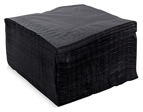 MORIGAMI SER42204960 Servilleta 40x40, 2 capas, pliegue 1/4, 100 servilletas, 2 capas lisa con cenefa, Negro