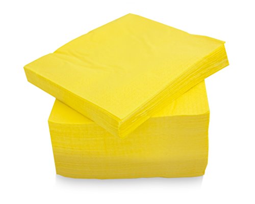 Morigami Servilleta 40x40, 2 capas, pliegue 1/4, 100 servilletas, 2 capas lisa con cenefa, Amarillo