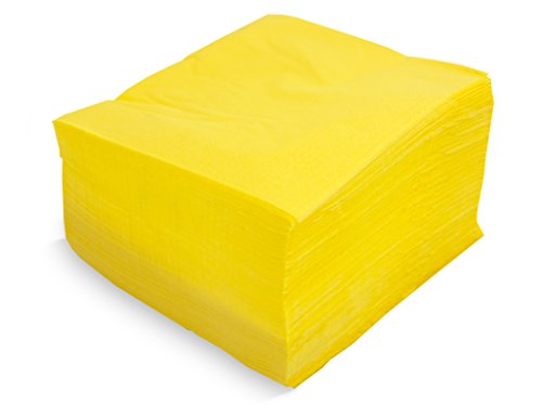 Morigami Servilleta 40x40, 2 capas, pliegue 1/4, 100 servilletas, 2 capas lisa con cenefa, Amarillo