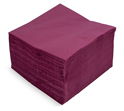 Morigami Servilleta 40x40, 2 capas, pliegue 1/4, 100 servilletas, 2 capas lisa con cenefa, Frambuesa