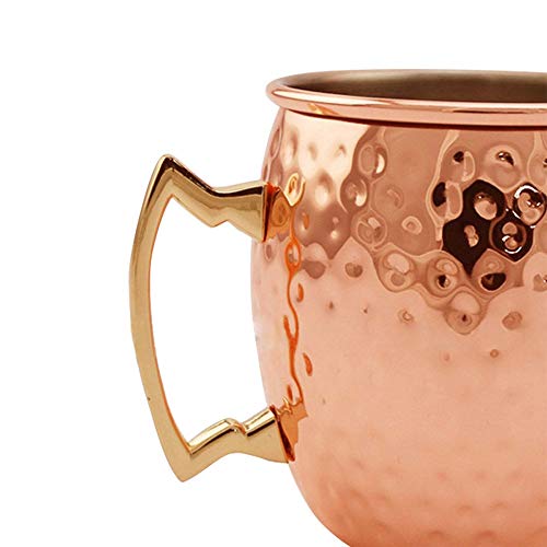 Moscow Mule Tazas, 2 Piezas Mula de Moscú Original 100% Cobre Puro Martillado Solido Jarra Hecho a Mano Oreja Soldada, 530 ML, Cocktail Coctel Regalo