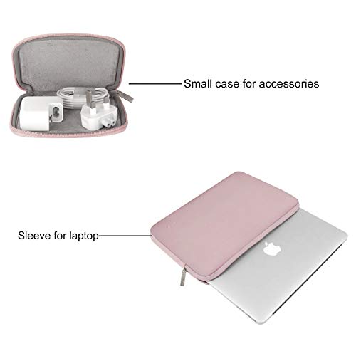 MOSISO Funda Protectora Compatible con 15 Pulgadas MacBook Pro A1990 A1707/14 DELL HP Acer/2019 Surface Laptop 3 15,Bolsa Blanda de Neopreno Agua Repelente con Pequeño Caso,Bebé Rosa